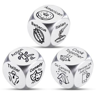 3PCS Food Dice Valentines Gifts for Boyfriend Girlfriend 11th Anniversary Steel Gift for Couple Christmas Stocking Stuffers White Elephant Gifts for Adults Santa Swap Gift Exchange Dice Exchange Dices