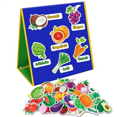 AKAYOK Felt Pieces Fruit Vegetable Felt Flannel Board Pieces Learning Fruit Vegetable with Name, Cute Educational Learning Toys Kids