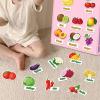 AKAYOK Foldable Felt Board for Toddlers Felt Pieces Fruit Vegetable Felt Flannel Board Pieces Learning Fruit Vegetable with Name Double Sided Felt Story Board Reusable Wall Hanging Gift for Kid view 2