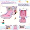 AKEYDIY Pastel Dream Bounce House for Kids 3-10, 161x82x63 inch Water Bounce House w/Slide,Ball Pit/Pool, Pink Bounce House UL Blower &50 Plastic Balls, Water Slide Bounce House Outdoor Backyard view 3