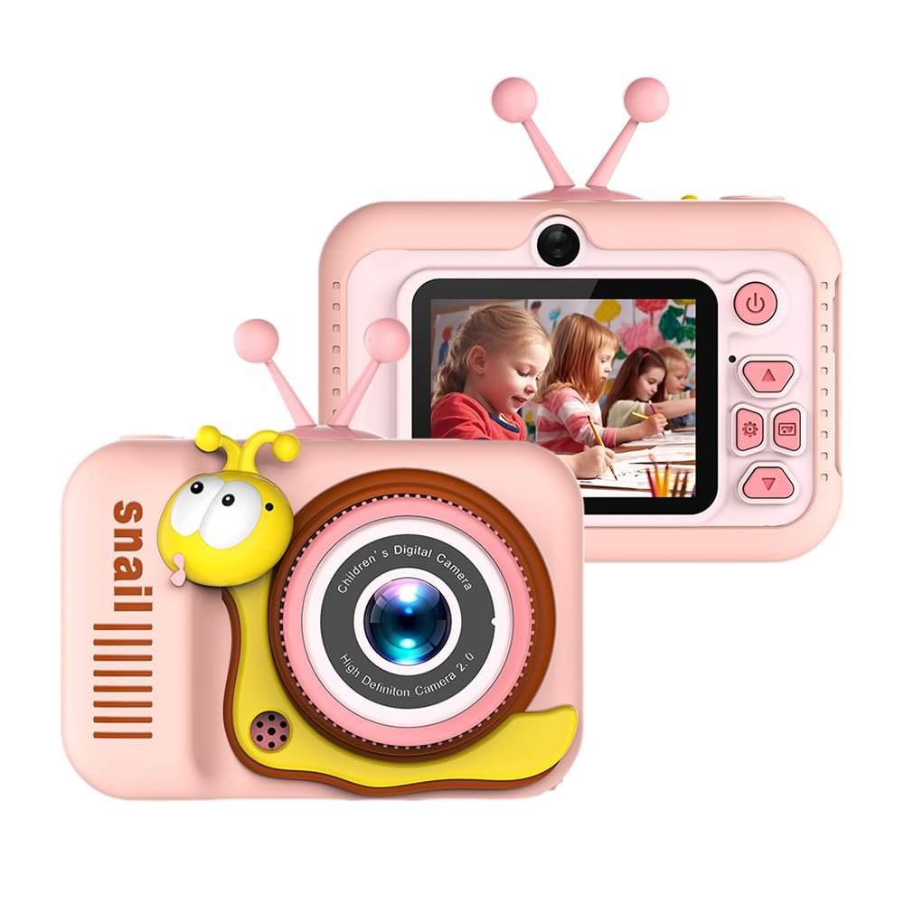 Andoer 720P Cute Cartoon Kids Camera Digital Camera 20MP Children Camera Kids Selfie Camera for Boys and Girls 4X Digital Zoom 2.0-inch Screen Dual Lenses Birthday Gift Festival Gift Great Gift