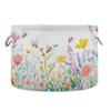 xigua Wild Flowers Cotton Rope Basket with Handle, Baby Storage Laundry Hamper for Clothes Blankets Toys, Large Round Storage Basket for Bedroom Bathroom Nursery Decor view 1