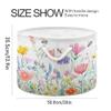 xigua Wild Flowers Cotton Rope Basket with Handle, Baby Storage Laundry Hamper for Clothes Blankets Toys, Large Round Storage Basket for Bedroom Bathroom Nursery Decor view 2