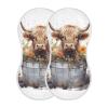 AMmao Cute Highland Cow Flower Bucket Burp Cloths 2 Pack Muslin Burping Cloth Cotton Burp Towel Soft Absorbent Baby Burp Cloths for Boys Girls Newborn 22 x 11 in view 1