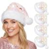 Funnysoft 4 Pcs Christmas Hat Adult Sequin Santa Hat with Plush Brim Thicken Velvet Xmas Hats for Women Men Holiday Party(Iridescent,Novelty) view 1