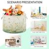 xigua Wild Flowers Cotton Rope Basket with Handle, Baby Storage Laundry Hamper for Clothes Blankets Toys, Large Round Storage Basket for Bedroom Bathroom Nursery Decor view 4