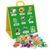 AKAYOK Foldable Felt Board for Toddlers Felt Pieces Fruit Vegetable Felt Flannel Board Pieces Learning Fruit Vegetable with Name Double Sided Felt Story Board Reusable Wall Hanging Gift for Kid view 1