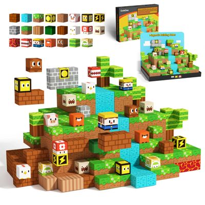 GobiDex Magnetic Blocks Kids Building Toys for Boys Girls 3+, Game-Based Build MagWonder with Magnet Construction Toys, Upgraded STEM Sensory Gift for Birthday (1 inch)