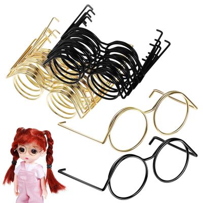 HOLIDYOYO 20Pcs Mini Doll Glasses Wire Rimmed Eyeglasses Props for Dolls 1.38 Inch Small Metal Glasses Accessories for Doll Dress up and Creative Crafts