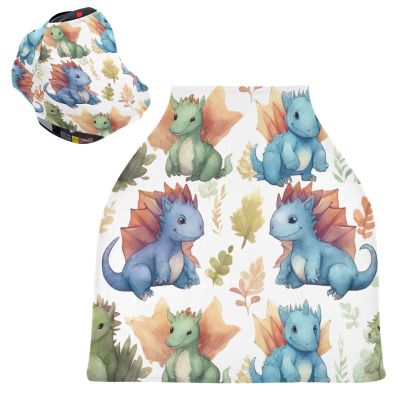 KigaiCute Dragon Baby Car Seat Covers for Newborn, Breathable Nursing Cover for Breastfeeding Moms, Baby Stroller/Shopping Cart/Stretchy Carseat Cover for Boy & Girl