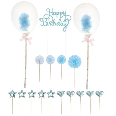 Cabilock 17pcs Birthday Cake Topper Set Cake Picks Decorative Toppers for Birthday Party Creative and Fun Accessories