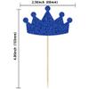 Ephlyn 24Pcs Crown Cupcake Toppers Glitter Queen Crown Cupcake Picks for Queen Princess Theme Baby Shower Girls Wedding Birthday Party Cake Decorations Supplies Dark Blue view 2