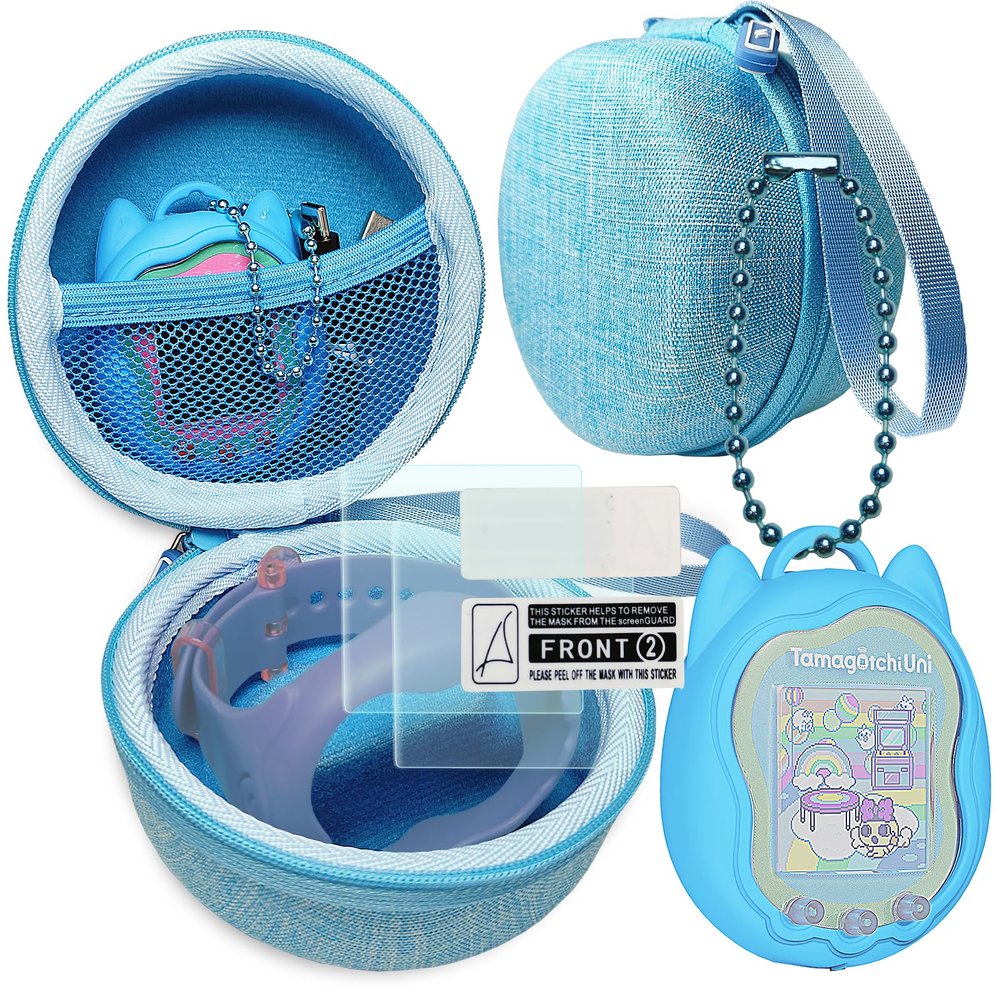 XEGIMOR Silicone Cover and Carrying Case for Tamagotchi Uni Interactive Virtual Pet, Screen Protector for Tamagotchi Uni Watch Digital Pet Accessories