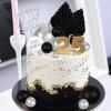 MEMOVAN 26pcs Man Birthday Cake Topper Black Boho Cake Topper Black Silver Balls Palm Leaves Cake Decorations for Man Boy Bohemian Black Silver Theme Wedding Baby Shower Birthday Party view 3