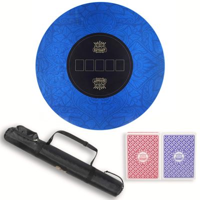 GUTSHOT Foldable Casino Quality Poker Mat | Water Resistant Poker Table Cloth, Soft Multi-Spandex | Blue 47x47 | Waterproof, Durable, Noise-Free Gameplay | Stylish Poker Table Top for Anywhere Gaming