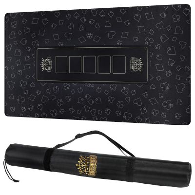 GUTSHOT Foldable Casino Quality Poker Mat | Water Resistant Poker Table Cloth, Soft Multi-Spandex | Black 47x27| Waterproof, Durable, Noise-Free Gameplay | Stylish Poker Table Top for Anywhere Gaming