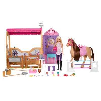 Barbie - Playset Stable Doll and Horse - 6 Play Areas & 25 Accessories Included - Inspired by Netflix Barbie Mysteries: The Great Horse Chase Kids Toy 3+ Years HXJ44