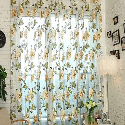 100 Panel Width Sheer Curtains Gauze Kids Childern Room Decor Luxury Peony Flower Pattern