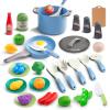 35Pcs Kids Kitchen Toy Accessories, Toddler Pretend Cooking Playset with Play Pots, Pans, Utensils, Cookware, Play Food Set, Toy Vegetables, Learning Gift for Girls & Boys (Blue) view 1