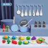 35Pcs Kids Kitchen Toy Accessories, Toddler Pretend Cooking Playset with Play Pots, Pans, Utensils, Cookware, Play Food Set, Toy Vegetables, Learning Gift for Girls & Boys (Blue) view 2