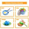35Pcs Kids Kitchen Toy Accessories, Toddler Pretend Cooking Playset with Play Pots, Pans, Utensils, Cookware, Play Food Set, Toy Vegetables, Learning Gift for Girls & Boys (Blue) view 4