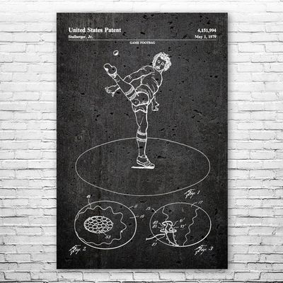Hacky Sack Patent Print Poster (12x16) Hippie Gifts, Hackysack Art, Dad Gifts, Game Room Art, Hacky Sack Gifts, Gameroom Decor, Wall Art