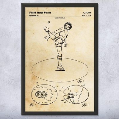 Hacky Sack Patent Framed Print (11x17) Hippie Gifts, Hackysack Art, Dad Gifts, Game Room Art, Hacky Sack Gifts, Gameroom Decor, Wall Art