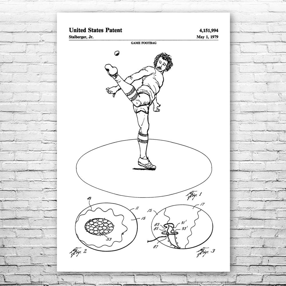 Hacky Sack Patent Print Poster (20x30) Hippie Gifts, Hackysack Art, Dad Gifts, Game Room Art, Hacky Sack Gifts, Gameroom Decor, Wall Art