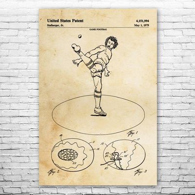 Hacky Sack Patent Print Poster (12x16) Hippie Gifts, Hackysack Art, Dad Gifts, Game Room Art, Hacky Sack Gifts, Gameroom Decor, Wall Art