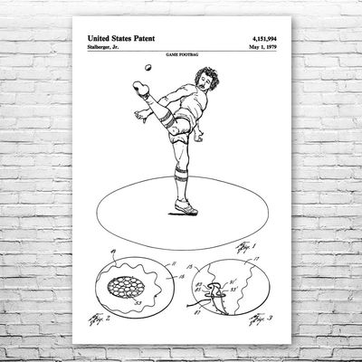 Hacky Sack Patent Print Poster (11x14) Hippie Gifts, Hackysack Art, Dad Gifts, Game Room Art, Hacky Sack Gifts, Gameroom Decor, Wall Art