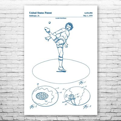 Hacky Sack Patent Print Poster (11x17) Hippie Gifts, Hackysack Art, Dad Gifts, Game Room Art, Hacky Sack Gifts, Gameroom Decor, Wall Art