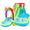 WELLFUNTIME Inflatable Water Double Slides Park with Blower, Bouncy Castle with Rainbow Water Curtain, with Shooting and Rock Climbing view 1