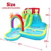 WELLFUNTIME Inflatable Water Double Slides Park with Blower, Bouncy Castle with Rainbow Water Curtain, with Shooting and Rock Climbing view 2
