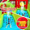 WELLFUNTIME Inflatable Water Double Slides Park with Blower, Bouncy Castle with Rainbow Water Curtain, with Shooting and Rock Climbing view 3