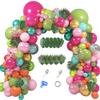 158Pcs Tropical Balloon Arch Garland Kit, Hawaiian Luau Aloha Flamingo Party Decorations Olive Green Hot Pink Orange Rose Gold Confetti Balloons Palm Leaves Birthday Baby Shower Summer Beach Supplies view 1