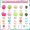 158Pcs Tropical Balloon Arch Garland Kit, Hawaiian Luau Aloha Flamingo Party Decorations Olive Green Hot Pink Orange Rose Gold Confetti Balloons Palm Leaves Birthday Baby Shower Summer Beach Supplies view 3