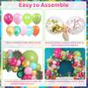 158Pcs Tropical Balloon Arch Garland Kit, Hawaiian Luau Aloha Flamingo Party Decorations Olive Green Hot Pink Orange Rose Gold Confetti Balloons Palm Leaves Birthday Baby Shower Summer Beach Supplies view 4