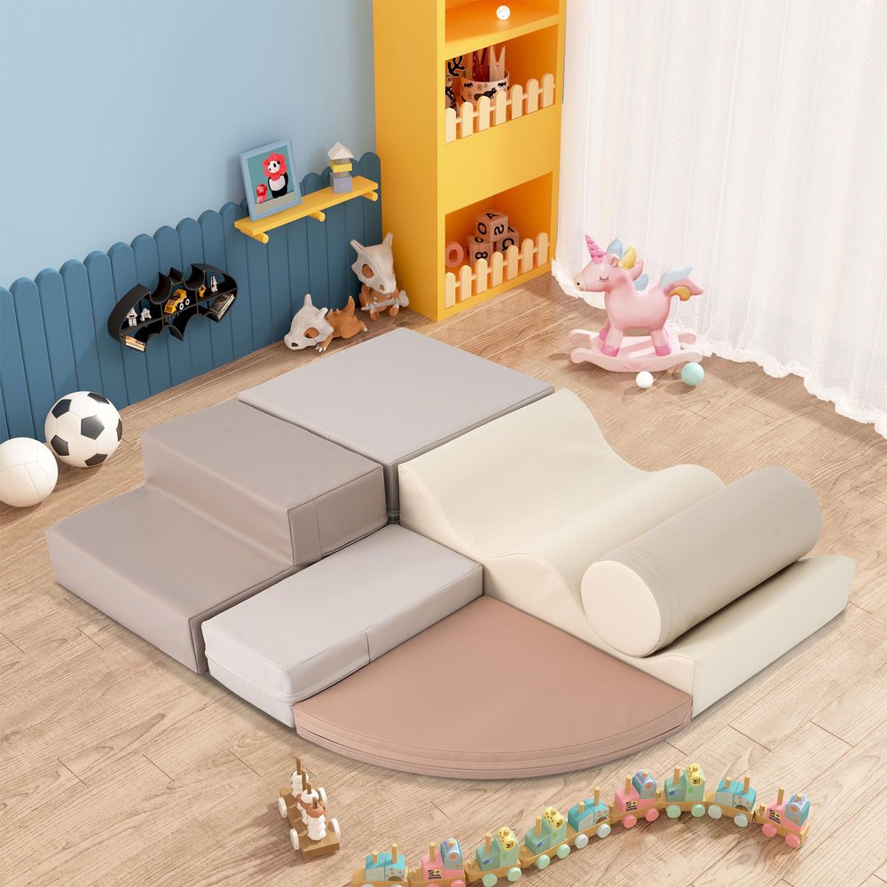Virubi 6 Piece Soft Climb and Crawl Activity Playset, Toddler Climbing Toys Indoor,Soft Play Equipment, Foam Climbing Toys for Toddlers 1-5