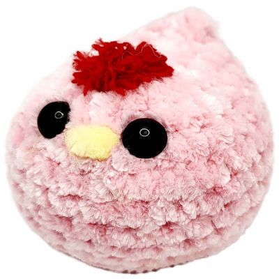 Adorable Handmade Crochet mini Chicken Plush Stuffed Animal Toy (Pink)