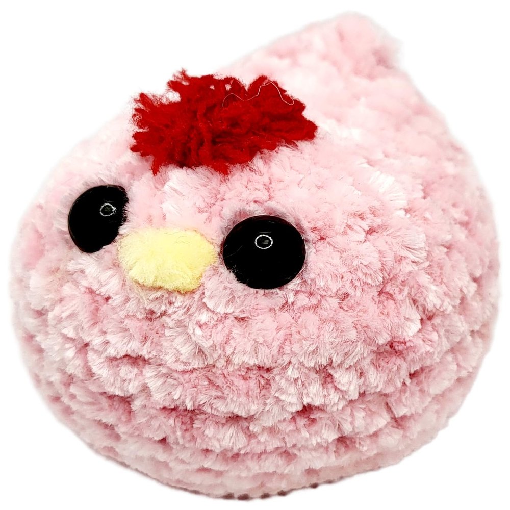 Adorable Handmade Crochet mini Chicken Plush Stuffed Animal Toy (Pink)