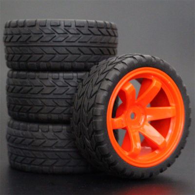 4Pcs 26mm Rubber RC Tires & Wheel Rims Hex 12 for 1:10th HSP HPI Sprint 2 Drift RS4 On Road 4WD Modification Accessories (Color : 1)