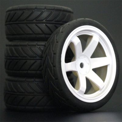 4PCS 1/10 Rubber Tire RC Racing Car Tire On Road Rim Fit for HSP HPI RC Car Part Diameter 65mm Tire 94123-94122 Modification Accessories (Color : 2)