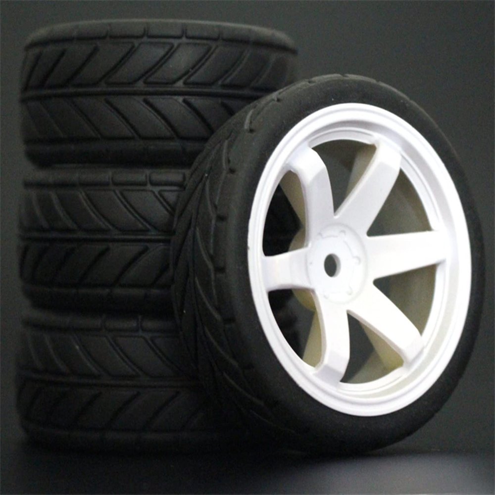 4PCS 1/10 Rubber Tire RC Racing Car Tire On Road Rim Fit for HSP HPI RC Car Part Diameter 65mm Tire 94123-94122 Modification Accessories (Color : 2)