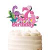 Pink Dinosaur Happy 7th Birthday Cake Topper, Royal Princess Seven Birthday Number 7 Girl Dinosaur Cake Pick,Dino Theme Baby Shower Kids Girls 7 Years Old Party Decorations view 1