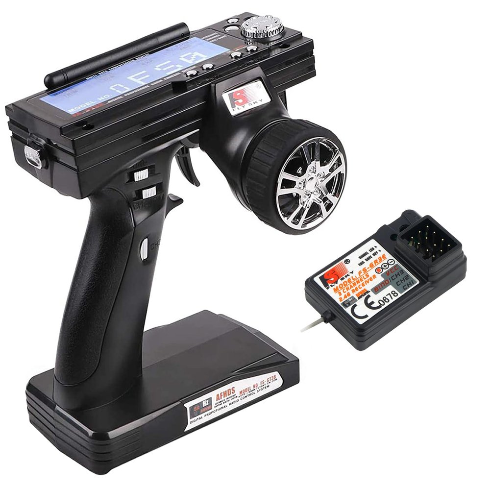 Flysky FS-GT3B Rc Transmitter & FS-GR3E Receiver, 2.4Ghz 3 Channel Rc Car Remote Controller and Receiver