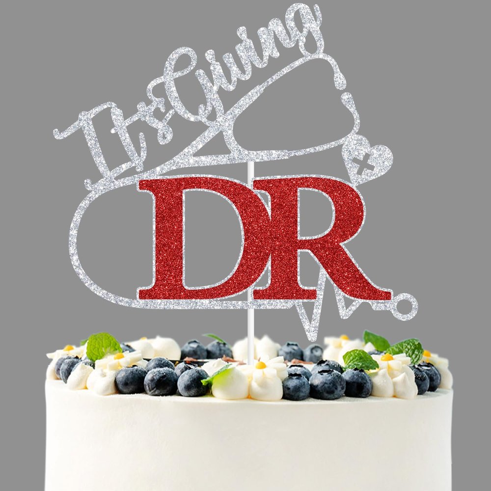 Red Glitter It's Giving DR Cake Topper, Class of 2026/Congrats Nurse/Congrats DR, 2026 Graduation Party Decorations Supplies