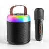 FOJELD Mini Karaoke Machine for Kids, Portable Bluetooth Speaker with Wireless Microphones, Gift for Girls Toys 4, 5, 6, 7, 8, 10, 12+ Years Old Birthday Family Home Party(Y2-Black-1 Mic) view 1