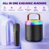 FOJELD Mini Karaoke Machine for Kids, Portable Bluetooth Speaker with Wireless Microphones, Gift for Girls Toys 4, 5, 6, 7, 8, 10, 12+ Years Old Birthday Family Home Party(Y2-Black-1 Mic) view 2