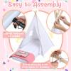 Windyun 8 Pack Kids Teepee Tent for Slumber Party with Mattress,Light String,Airbed Fitted Sheet,Sleepover Tent for Girls Boys Party,Kids Play Playhouse Indoor Outdoor(White) view 4