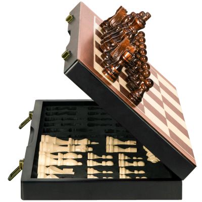 BIVOMON Chess Magnetic Wooden Chess Set 15" Unique Chess Board Game with Chess Pieces Storage Slots, Tournament Portable Folding Travel Chess Sets for Kids Adults Beginner and Pros, 2 Extra Queens